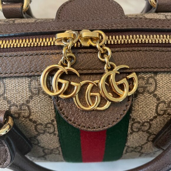 Gucci GG Supreme Ophidia Web Satchel with Leather Trim - Picture 3 of 5